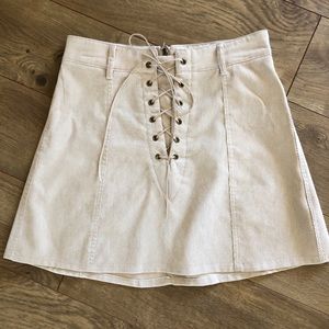 Ivory/tan corduroy lace up skirt from LF